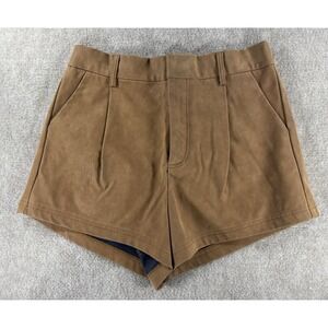 Free People Brown Faux Suede Shorts High Rise Elastic Back Women's S
